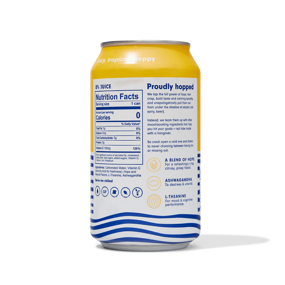 Mango Infused Sparkling Hop Water - 6 Pack of 12 oz Cans