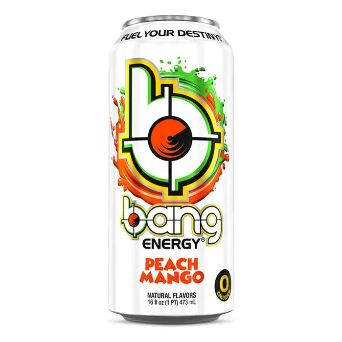 BANG Energy Drink, Refreshing Peach Mango Flavor, 16 fl oz, 4 Pack - Bang Energy