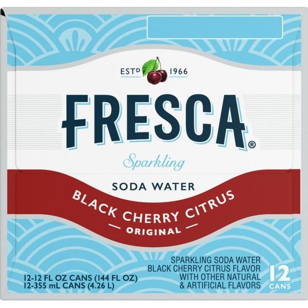 Fresca Guilt-Free Black Cherry Sparkling Beverage, 12 fl oz, 12 Can Pack