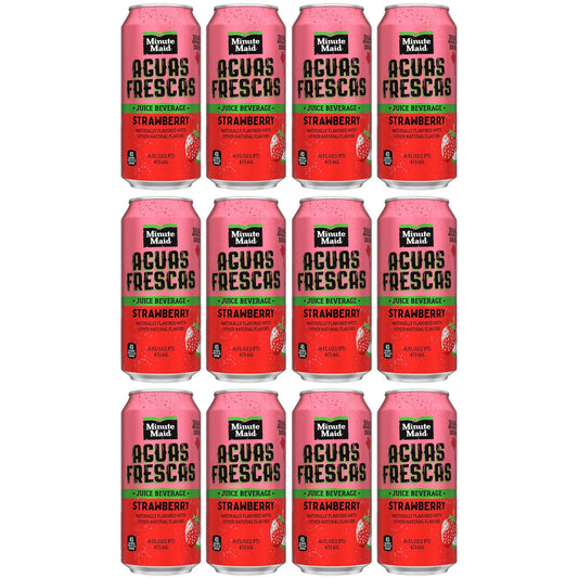 Minute Maid Aguas Frescas Strawberry, 16oz Cans, Pack of 12