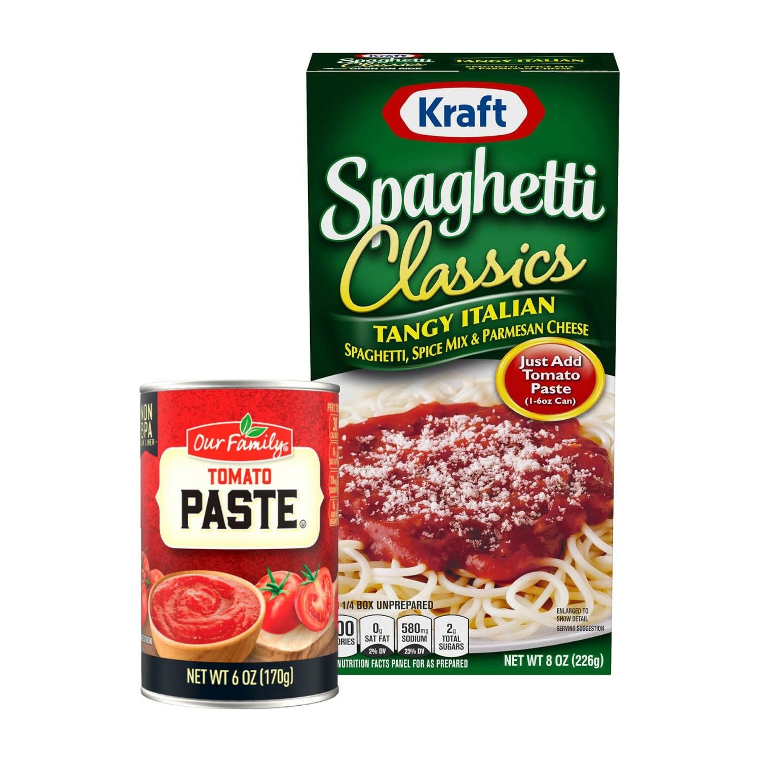 Kraft Foods Classics Tangy Italian Spaghetti Meal Kit with Our Family Tomato Paste Bundle, 8.0 oz & 6 oz - Kraft