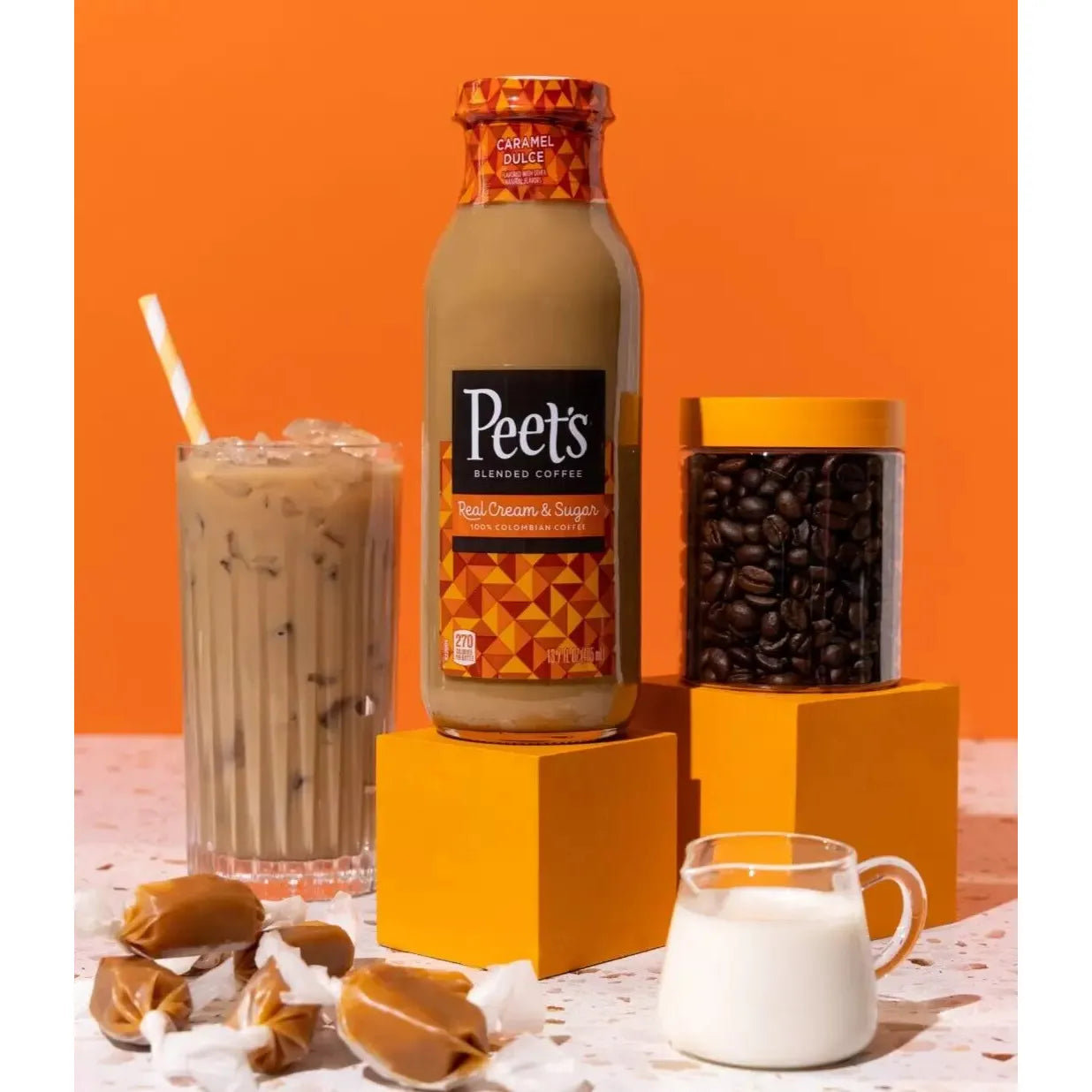 Peet's Caramel Dulce Coffee 13.7 oz Glass Bottles - 4 Pack - Peet's Coffee